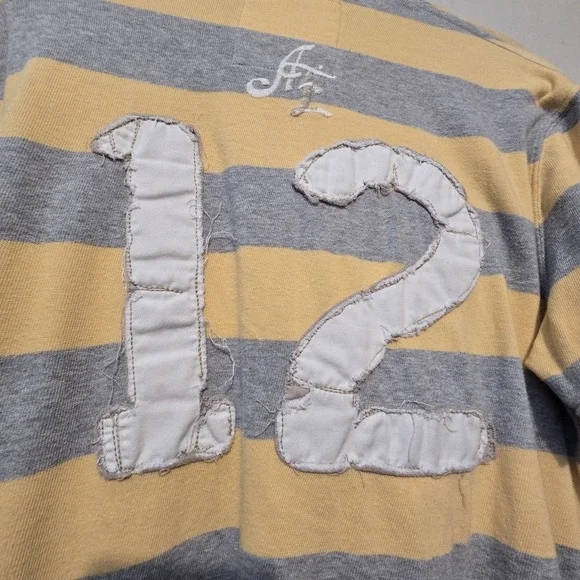 Vtg 90s Y2K American Eagle Polo Shirt Mens XL Yellow Stripes Patch Preppy Grunge - Picture 9 of 14